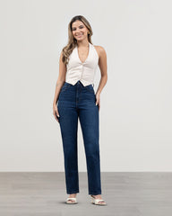 JEANS STRAIGHT LARGO TIRO SUPER ALTO