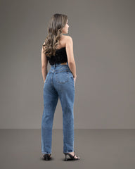 JEANS STRAIGHT LARGO TIRO SUPER ALTO