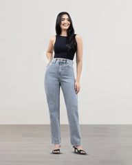 JEANS STRAIGHT LARGO TIRO SUPER ALTO