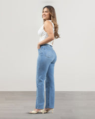 JEANS STRAIGHT LARGO TIRO SUPER ALTO