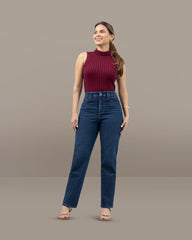 JEANS STRAIGHT LARGO TIRO SUPER ALTO