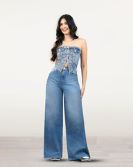 JEANS MUJER SUPER WIDE LEG SUPER HIGH RISE