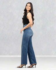 JEANS SLIM WIDE LEG TIRO SUPER ALTO
