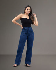 JEANS MUJER SLIM WIDE LEG SUPER HIGH RISE