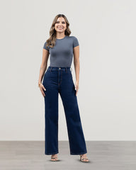 JEANS MUJER SLIM WIDE LEG TIRO SUPER ALTO