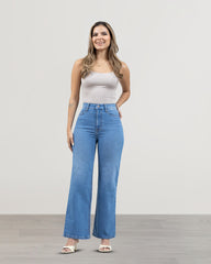 JEANS MUJER SLIM WIDE LEG SUPER HIGH RISE