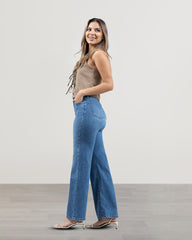 JEANS MUJER SLIM WIDE LEG TIRO SUPER ALTO