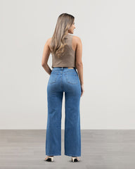 JEANS MUJER SLIM WIDE LEG TIRO SUPER ALTO