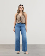 JEANS MUJER SLIM WIDE LEG TIRO SUPER ALTO