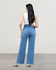 JEANS MUJER SLIM WIDE LEG TIRO SUPER ALTO