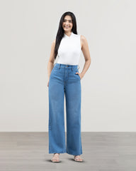 JEANS MUJER SLIM WIDE LEG TIRO SUPER ALTO