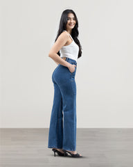 JEANS MUJER SLIM WIDE LEG TIRO SUPER ALTO