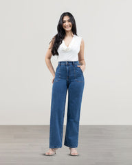 JEANS MUJER SLIM WIDE LEG TIRO SUPER ALTO