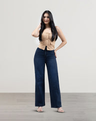 JEANS MUJER SLIM WIDE LEG TIRO SUPER ALTO