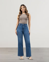 JEANS MUJER SLIM WIDE LEG TIRO SUPER ALTO