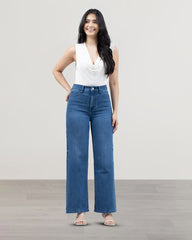 JEANS MUJER SLIM WIDE LEG TIRO SUPER ALTO
