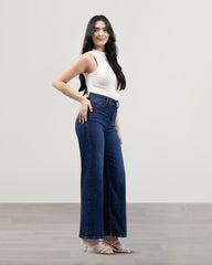 JEANS MUJER SLIM WIDE LEG TIRO SUPER ALTO