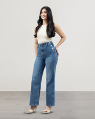 JEANS MUJER SLIM WIDE LEG TIRO SUPER ALTO