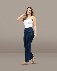 JEANS MUJER SLIM WIDE LEG TIRO SUPER ALTO