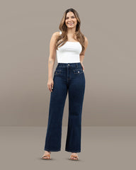 JEANS MUJER SLIM WIDE LEG TIRO SUPER ALTO