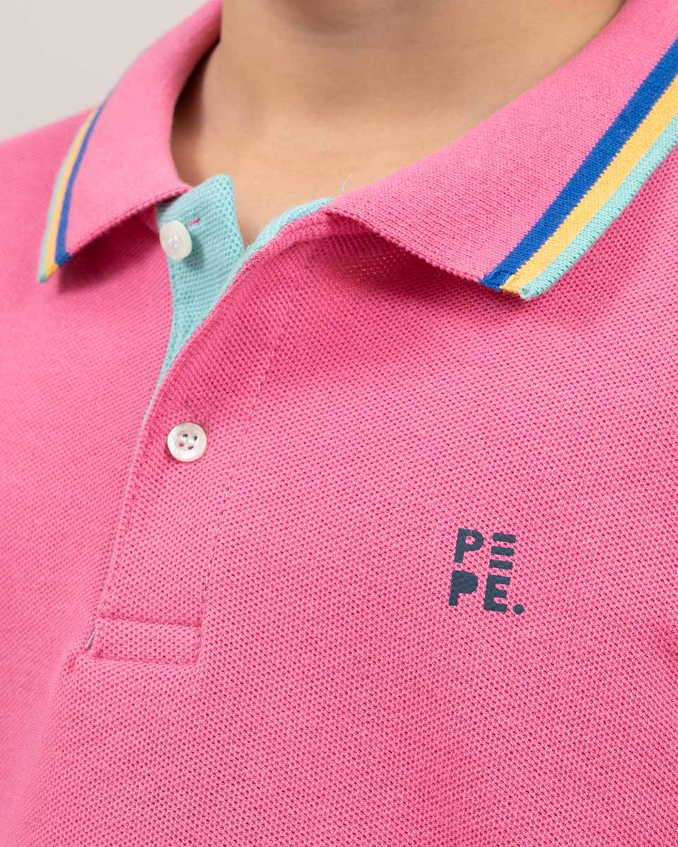 Polo fucsia niño top